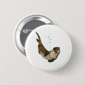 6 cm Round Swimming Otter Badge 缶バッジ (正面&裏面)