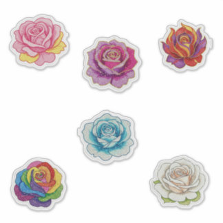 6 colorful roses シール
