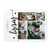 6 family photo collage black and white script  マグネット (横)