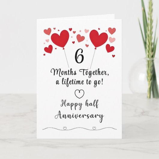 6 month Anniversary Card For Wife or Husband サンキューカード (正面)