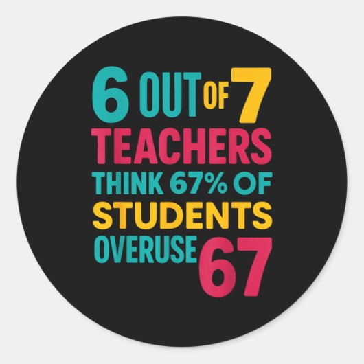 6 Out Of 7 Teachers Think 67% Students Overuse Quo ラウンドシール (正面)