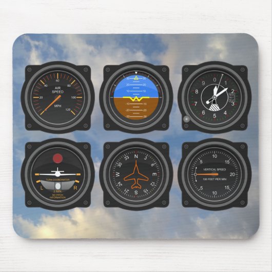 6 Pack of Airplane Gauges in the Clouds マウスパッド (正面)