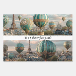 6 Paris Hot Air Balloon Wrapping Drawer Panels ラッピングペーパーシート