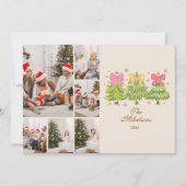 6 Photo Bright Ribbon Trees Holiday Family シーズンカード (正面)