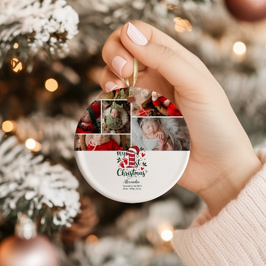 6 Photo Candy Cane Baby 1st Christmas セラミックオーナメント