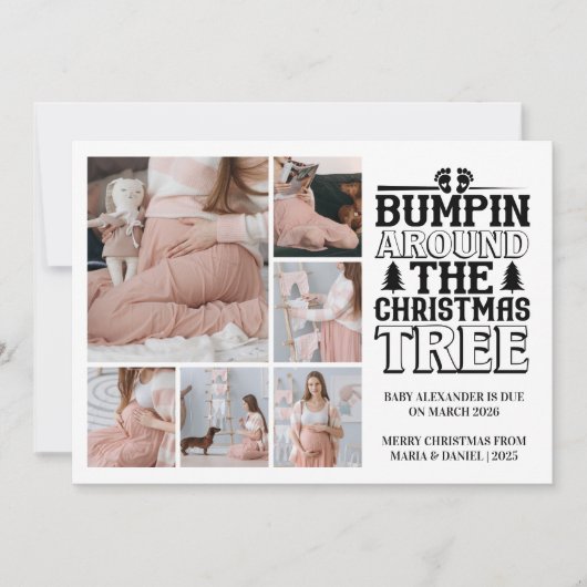 6 Photo Christmas Tree Pregnancy Announcement シーズンカード (正面)