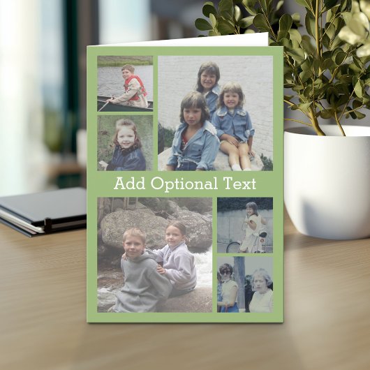 6 Photo Collageオプション文字- – 緑を編集できる カード