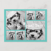 6 Photo Collageオプション文字- – 青を編集できる ポストカード (正面)