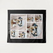 6 Photo Collageオプション文字- – 黒い背景 タペストリー (正面(横))