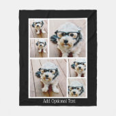 6 Photo Collageオプション文字- – 黒い背景 フリースブランケット (正面)