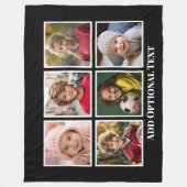 6 Photo Collageブラックとホワイト文字 – 大きな写真 フリースブランケット (正面)