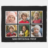 6 Photo Collageブラックとホワイト文字 – 大きな写真 フリースブランケット (正面(横))