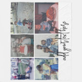 6 Photo Collage -トレンディーブラックスクリプト – 白 フリースブランケット (正面)