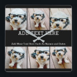 6 Photo Collage 2行の文字—黒を編集可能 スクエア壁時計<br><div class="desc">6枚の正方形の写真と2行の文字が中央にハイライトされたコラージュ。「じいちゃん」や「パパ」に子どもの写真を加え、家族にかわいい思い出を作って。この写真にお気に入りのおもしろいテンプレートを追加します。このグリッドには、正方形の写真や写真を使用できます。</div>