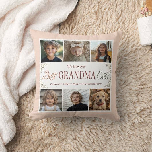 6 Photo Collage Best Grandma Ever  クッション (ブランケット)