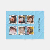 6 photo collage blue フリースブランケット (正面(横))