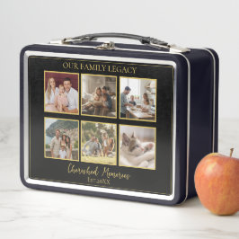 6 Photo Collage Elegant Keepsake Tin Box メタルランチボックス