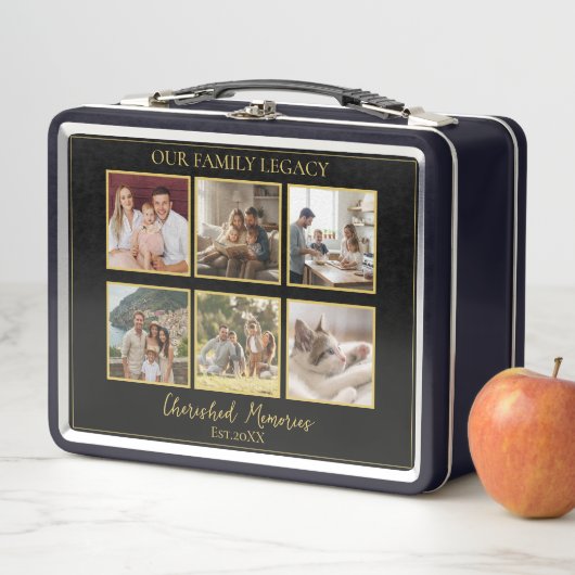 6 Photo Collage Elegant Keepsake Tin Box メタルランチボックス (インサイチュ)