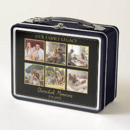 6 Photo Collage Elegant Keepsake Tin Box メタルランチボックス