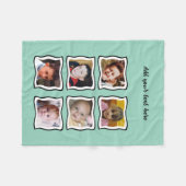 6 photo collage green フリースブランケット (正面(横))