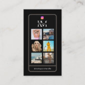 6 Photo Collage Influencer Feed Black Monogram 名刺 (正面)