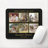 6 Photo Collage Minimalist Black Gold Mouse Pad マウスパッド (マウス)