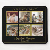 6 Photo Collage Minimalist Black Gold Mouse Pad マウスパッド (正面)