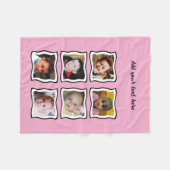 6 photo collage pink フリースブランケット (正面(横))