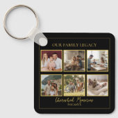 6 Photo Collage Square Black Gold Keychain キーホルダー (正面)