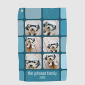 6 Photo Collage with Blues白シンプル名 ゴルフタオル (正面)