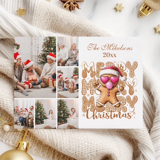 6 Photo Cute Gingerbread  Christmas  シーズンカード