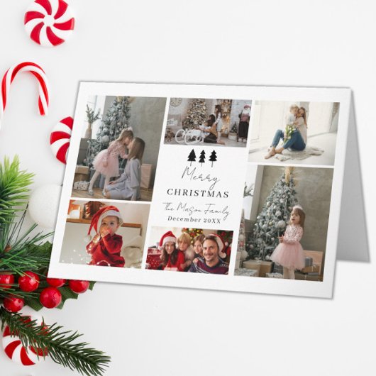 6 Photo Family Christmas Card Trees Design サンキューカード
