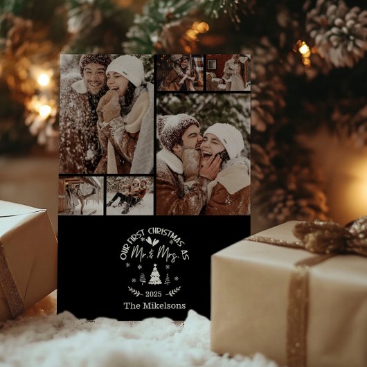 6 Photo First Christmas as Mr. & Mrs シーズンカード