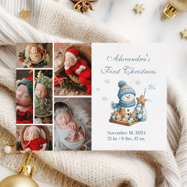 6 Photo First Christmas Birth Announcement シーズンカード