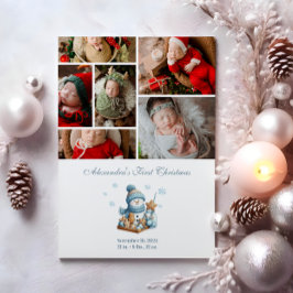 6 Photo First Christmas Birth Announcement シーズンカード