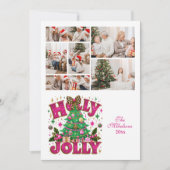 6 Photo Glitter Leopard Bow Holly Jolly シーズンカード (正面)