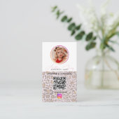 6 Photo Grid Social Media QR Code Leopard Print 名刺 (スタンド正面)