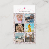 6 Photo Grid Social Media QR Code Leopard Print 名刺 (裏面)