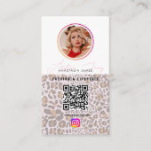 6 Photo Grid Social Media QR Code Leopard Print 名刺 (正面)