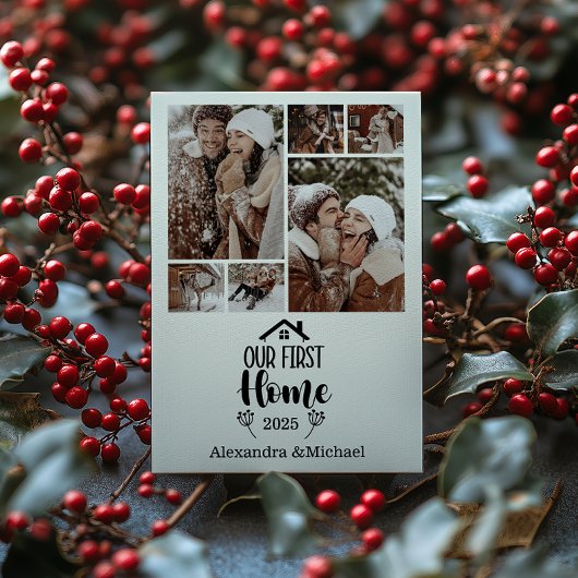 6 Photo Minimialist Christmas Our First Home シーズンカード