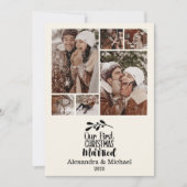 6 Photo Minimialist Our First Christmas Married シーズンカード (正面)