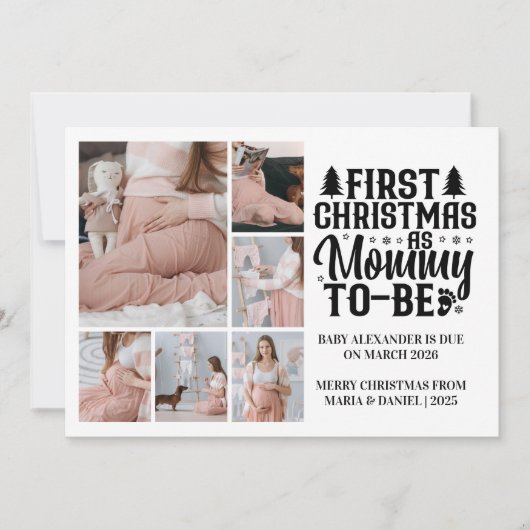 6 Photo Mommy to be Christmas Pregnancy  シーズンカード (正面)