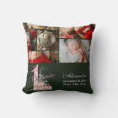 6 Photo  Pink Green Baby First Christmas クッション (正面)