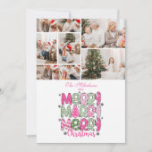 6 Photo Pink Green Merry Christmas Holiday シーズンカード (正面)