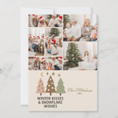 6 Photo Retro Winter Kisses & Snowflake Wishes シーズンカード (正面)