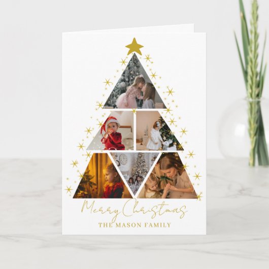 6 Photo Tree Shape Christmas Card カード (正面)