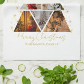 6 Photo Tree Shape Christmas Card キッチンタオル (折り畳み)