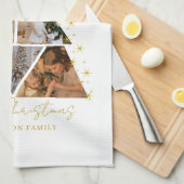 6 Photo Tree Shape Christmas Card キッチンタオル (四つ折り)