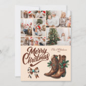 6 Photo Western Bow & Boots Christmas シーズンカード (正面)