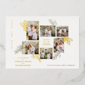 6 Photos Collage Wedding Botanical Branches Frame 箔招待状 (正面)